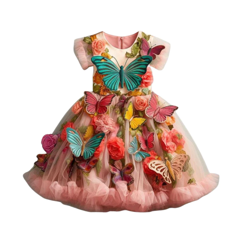 Floral Butterfly Embroidered Dress