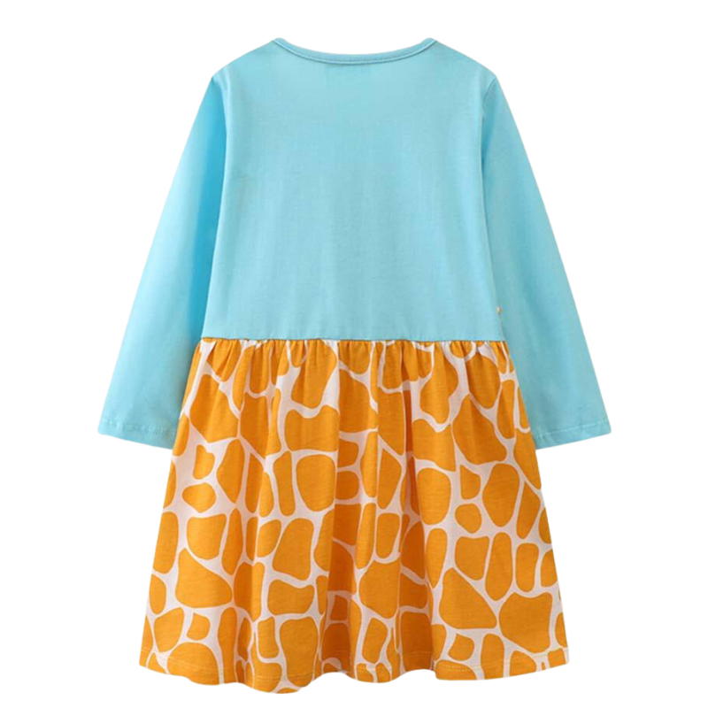 Giraffe Long Sleeve Embroidered Dress